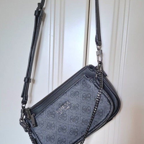Guess double crossbody bag like new, black