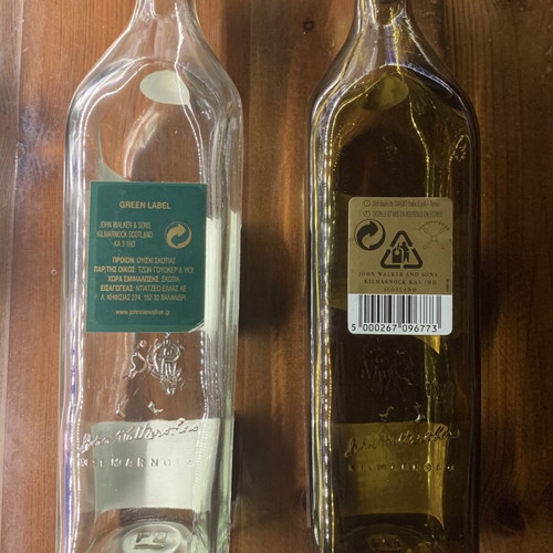 Johnnie Walker συλλεκτικά άδεια μπουκάλια Gold Label 18yo Centenary και Green Label 15yo μεταχειρισμένα