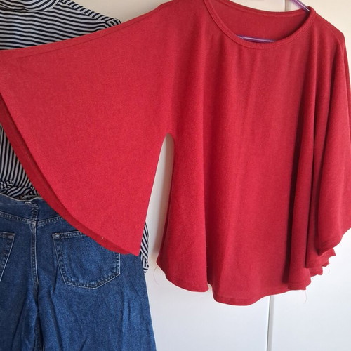 Red blouse with batwing sleeves like new