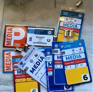 Κάρτες εισόδου δημοσιογραφικές από αγώνες εθνικής (8 τμχ)..