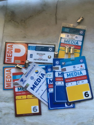 Κάρτες εισόδου δημοσιογραφικές καινούργιες από αγώνες εθνικής, 8 τμχ