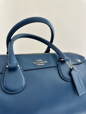 Coach Bennett Satchel leather handbag like new blue with silver details