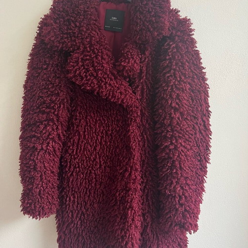 Zara faux fur style coat red like new