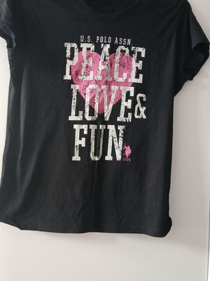 T-shirt U.S. Polo Assn. μεταχειρισμένο, κοντομάνικο, μέγεθος L, μαύρο και ροζ