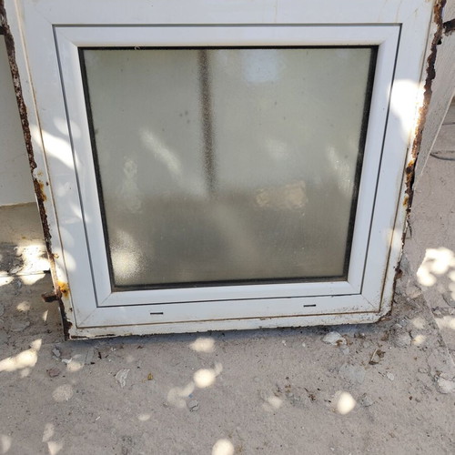 Aluminum window used, 73.5cm x 69cm, white, double glazed, ALUMIL