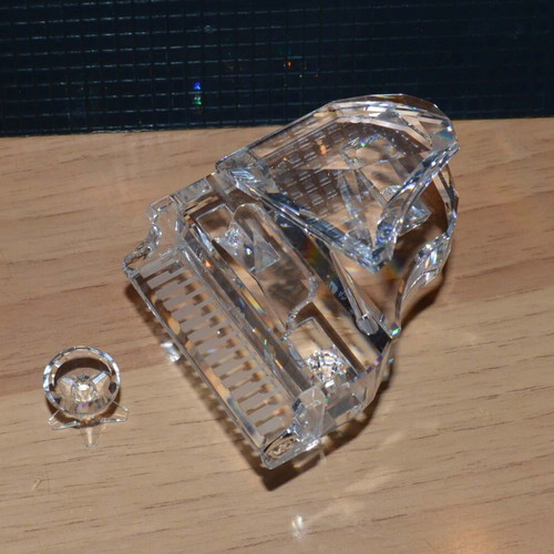 Swarovski crystal miniature piano with stool new