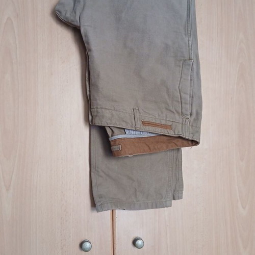 Massimo Dutti men's thick stonewashed jeans used, beige brown, size L