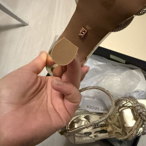 Kurt Geiger high-heeled sandals new, gold and silver with delicate stones