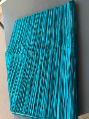Pleated satin fabric new in turquoise color