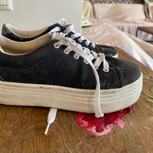Triple Kick sneakers black canvas with metallic shine like new size 37