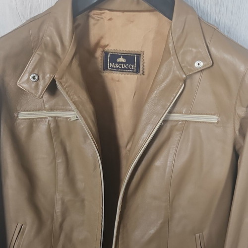 Genuine leather jacket, beige, size L, made in Italy