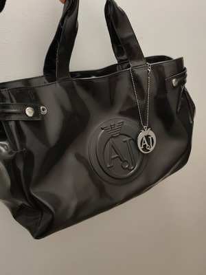 Armani Exchange bag gray anthracite patent leather used