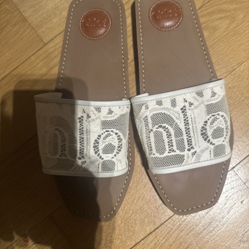 Chloé Woody Mild Beige δαντελένια πέδιλα σαν καινούργια, μέγεθος 41