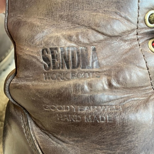 Sendra men's leather boots size 41, brown, cap toe
