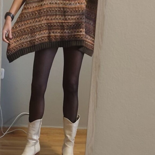 Poncho wool brown shades new, warm, with belt