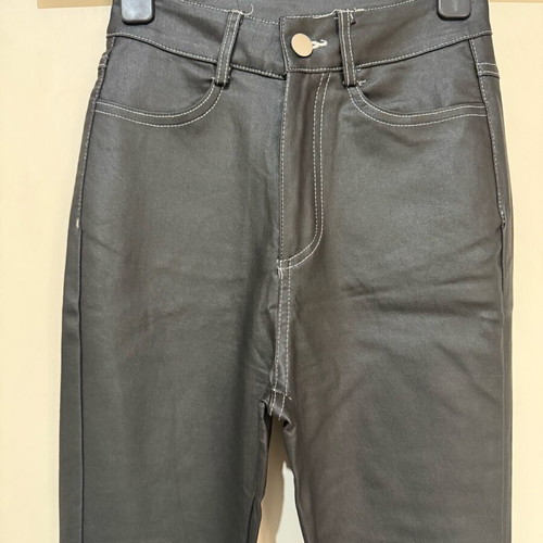 Black leather flare pants Shein like new with white details