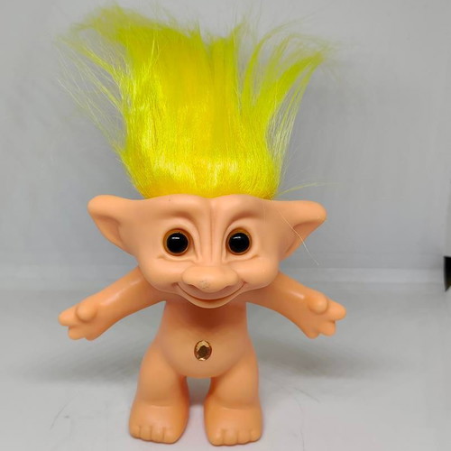 Efxoulis Troll doll with yellow hair collectible, like new
