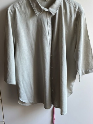 Νέο παστέλ λινό πουκάμισο H&M ριχτό κοντομάνικο μέγεθος 46
