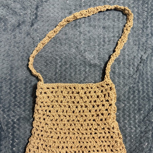 Knitted handmade shoulder bag new, brown