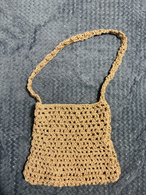 Knitted handmade shoulder bag new, brown