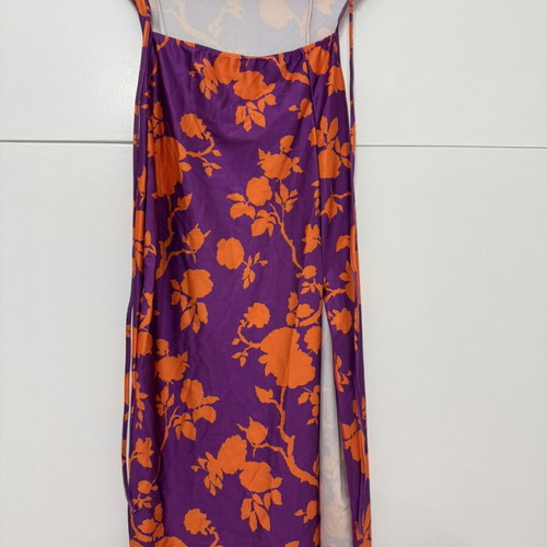 Dress strapless with cutouts purple with orange details elastic new