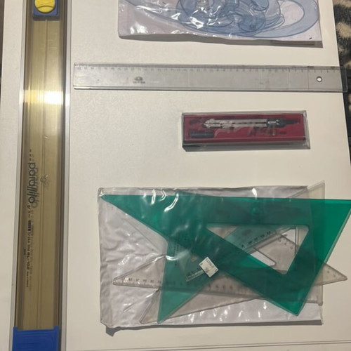 Linear Drawing Instruments like new, board 60x40, parallelogram, bag, triangles, compass