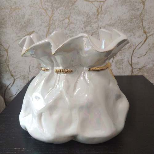Bassano large handmade ceramic vase like new with iridescent finish
