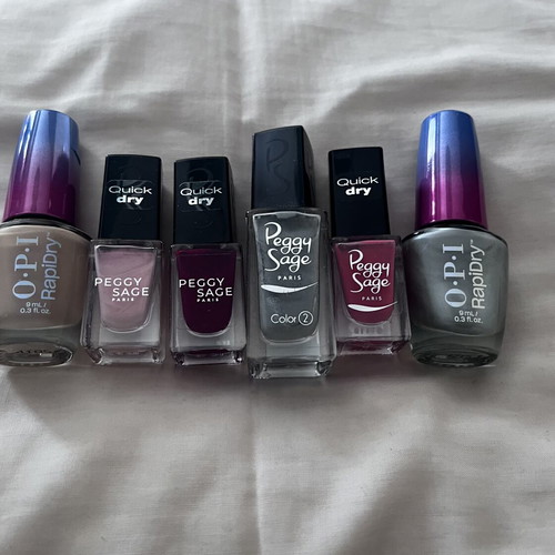 Nail polish set with Peggy Sage and OPI Rapidry colors