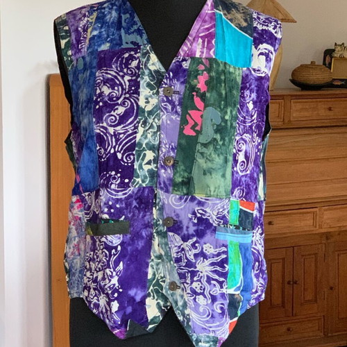 Vintage unisex vest 90s, new, boho style patchwork