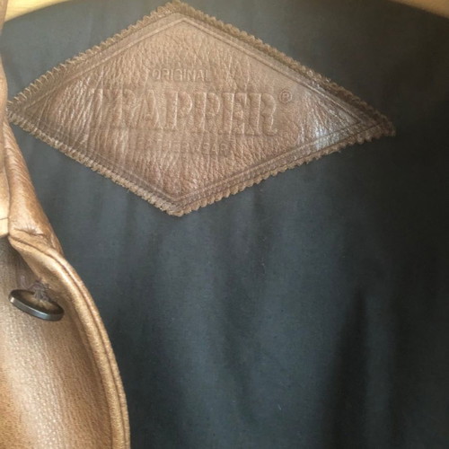 Trapper leather jacket coat new brown size 50 Italian