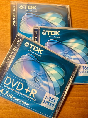 TDK DVD +R 4.7 GB 3 τεμ. καινούργια, μονής όψης, 1-16x ταχύτητα