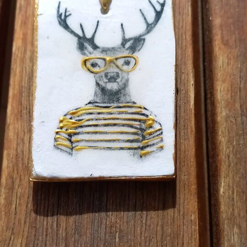Handmade ceramic charm new 3.5x5.5cm