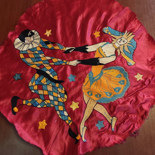 Embroidery very old, 43 cm diameter, used