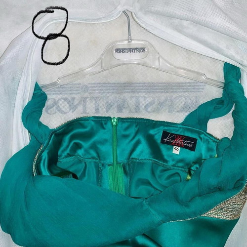 Konstantinos emerald dress like new with gold belt, size 46