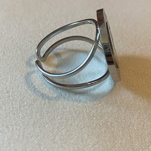 Stainless Steel Ring with Roman Numerals, Adjustable, New