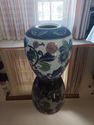 Delf handmade vintage ceramic vase and bowl set, like new