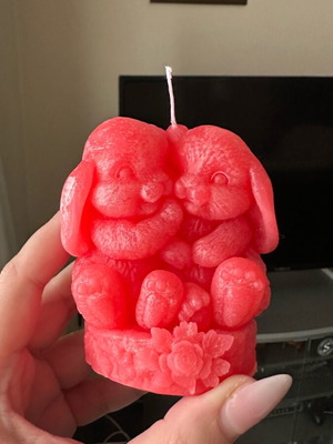 Κεράκι σόγιας αρωματικό με σχέδιο κουνελάκια καινούργιο