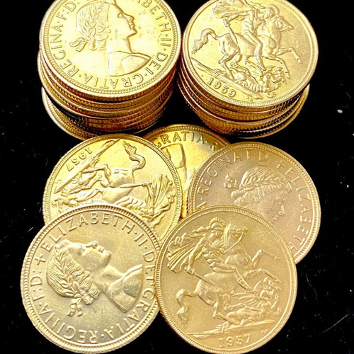 English coins with Queen Elizabeth new, pack of 25 pieces