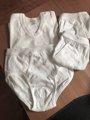 Men's underwear set size L new, 3 classic slips and a vest, 100% cotton