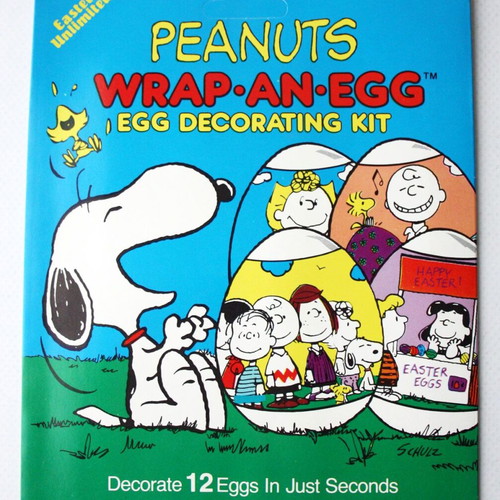 Vintage 80's Peanuts Snoopy Wrap An Egg Easter egg decorating set new