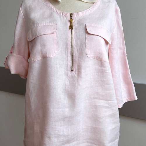 Ellen Tracy linen tunic in pale pink like new, size M