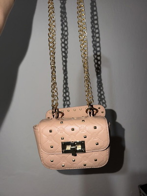 Evening shoulder bag with studs, like new, beige