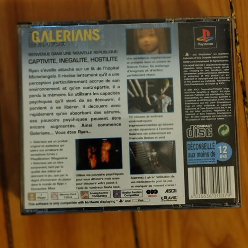 Galerians PS1 game French version, used, complete with manual