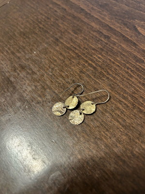 Hammered earrings like new, silver and gold