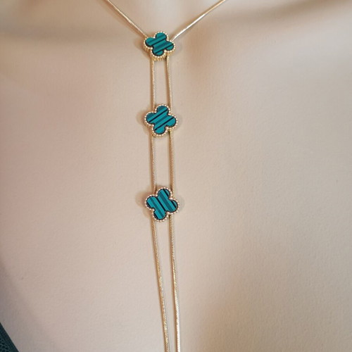 Four-Leaf Clover Necklace new, stainless steel, green