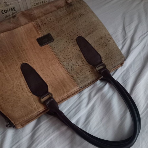 Montado natural cork shoulder bag, beige and brown