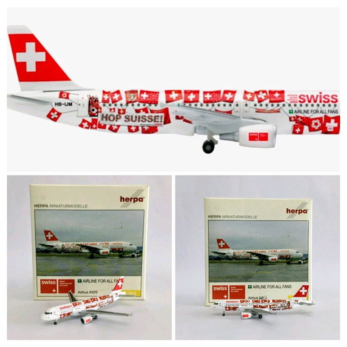 Herpa Airbus A320 Swiss collectible model airplane 1/400 scale new