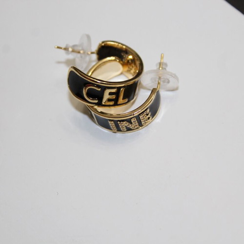 Cel Hoop Earrings black, like new, stainless steel with gold plating