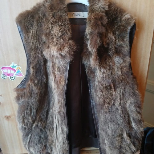 Fur vest women's new No M On Line brown