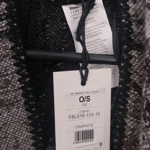 Funky Buddha women's cape new, one size, black and gray